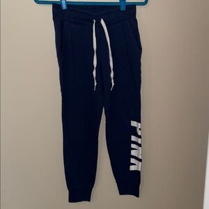 PINK Victoria's Secret Navy Joggers with White Logo